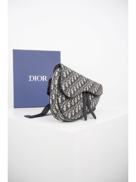 DIOR Full-Coverage Oblique Canvas Saddle Bag