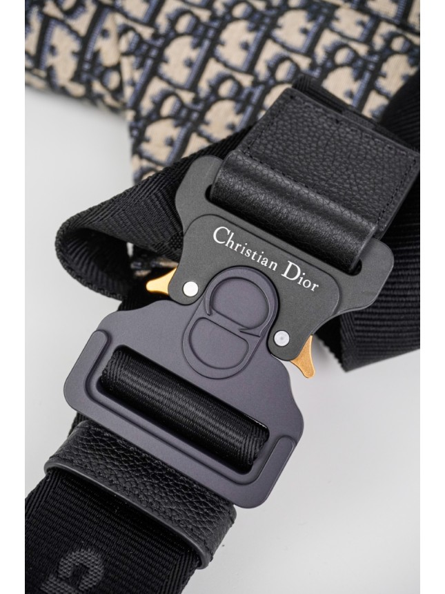 DIOR Full-Coverage Oblique Canvas Saddle Bag