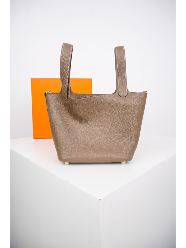 Hermès Picotin Lock Bag in Étoupe with Gold Hardware