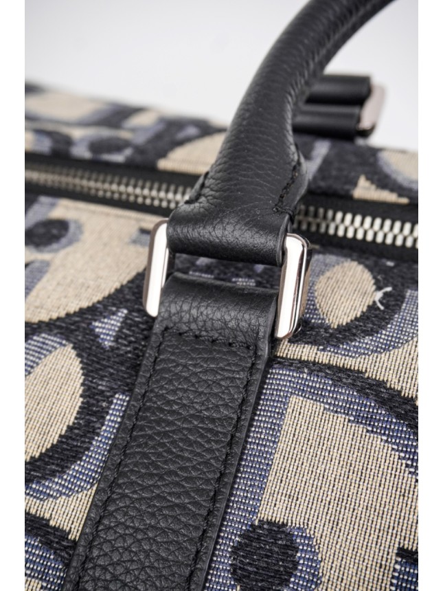 Dior Full-Logo Tote Bag in Black/Beige