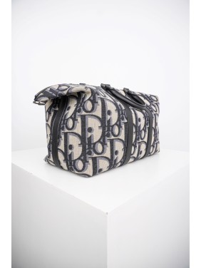 Dior Full-Logo Tote Bag in Black/Beige