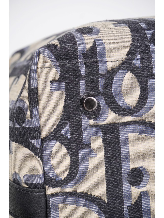 Dior Full-Logo Tote Bag in Black/Beige