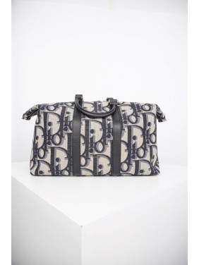 Dior Full-Logo Tote Bag in Black/Beige