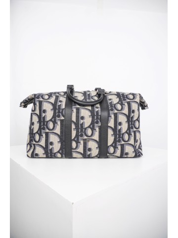Dior Full-Logo Tote Bag in Black/Beige