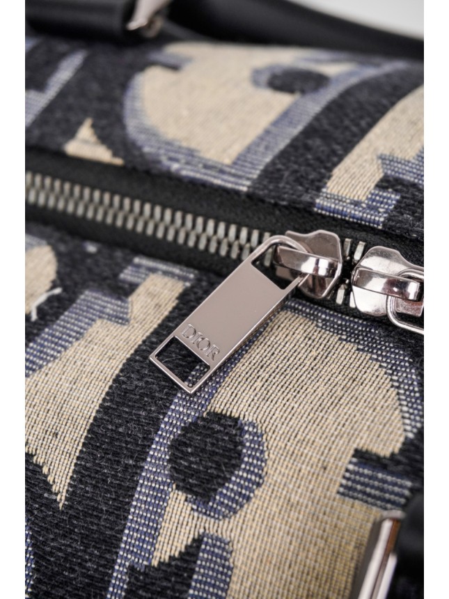 Dior Full-Logo Tote Bag in Black/Beige