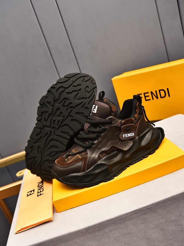 FENDI New Style Cowhide Casual Sneakers