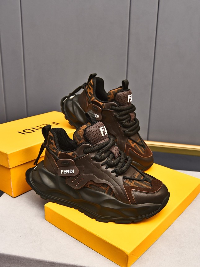 FENDI New Style Cowhide Casual Sneakers