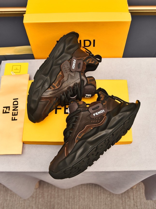 FENDI New Style Cowhide Casual Sneakers
