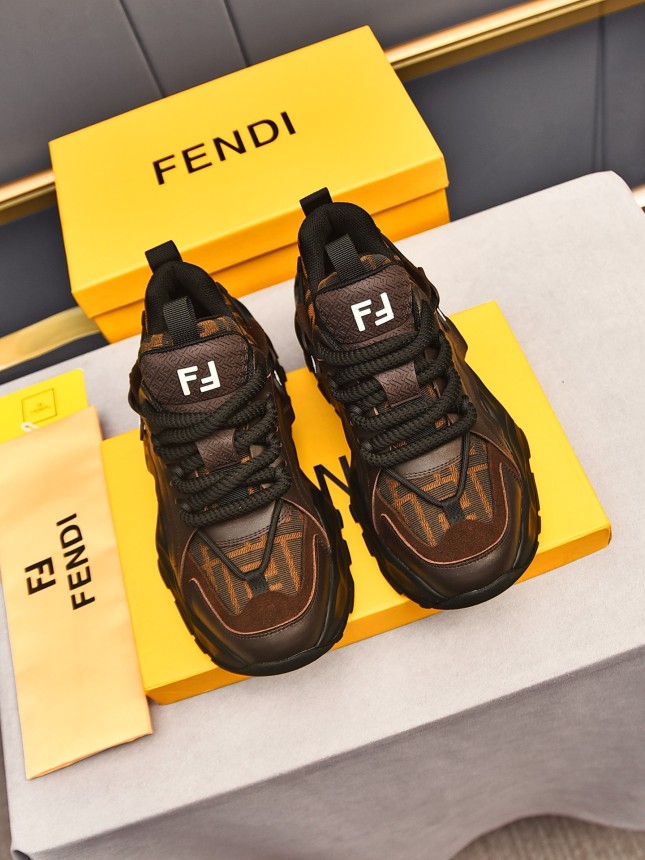 FENDI New Style Cowhide Casual Sneakers