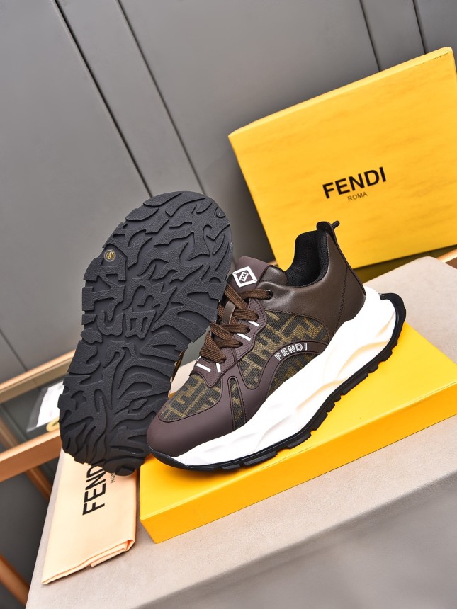 FENDI New Style Cowhide Casual Sneakers