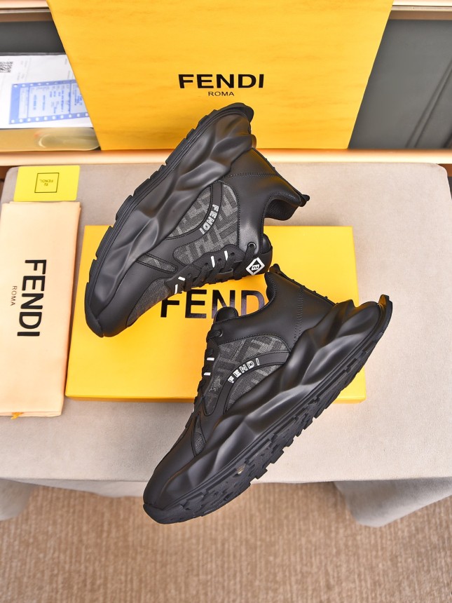 FENDI New Style Cowhide Casual Sneakers