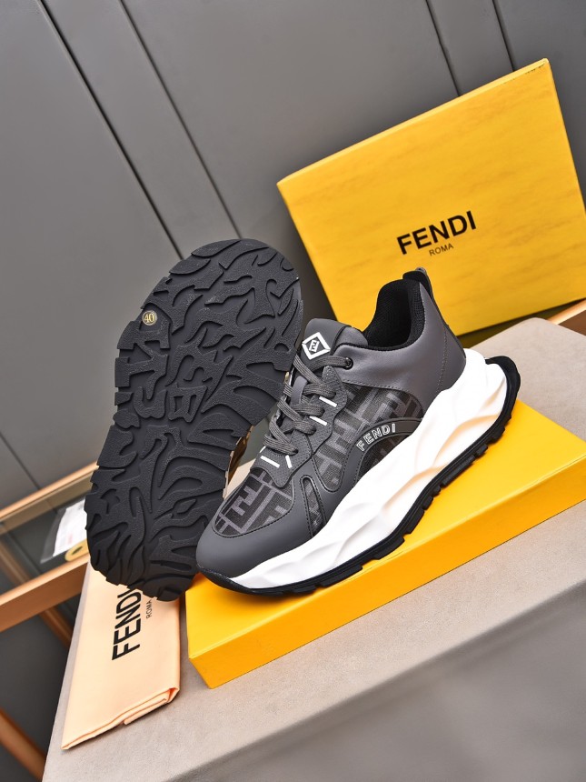 FENDI New Style Cowhide Casual Sneakers