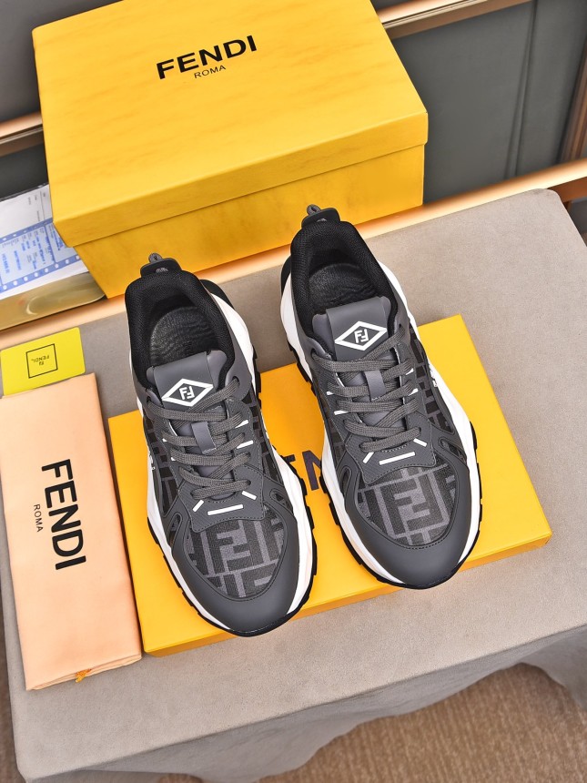 FENDI New Style Cowhide Casual Sneakers